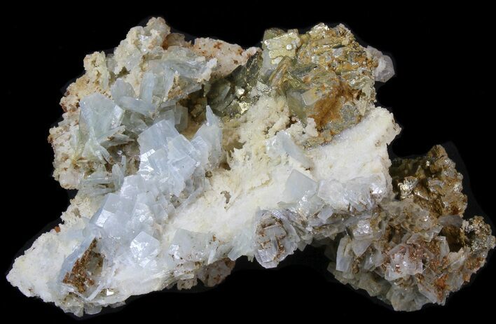 Blue Barite, Quartz, Pyrite and Chalcopyrite - Morocco #42220